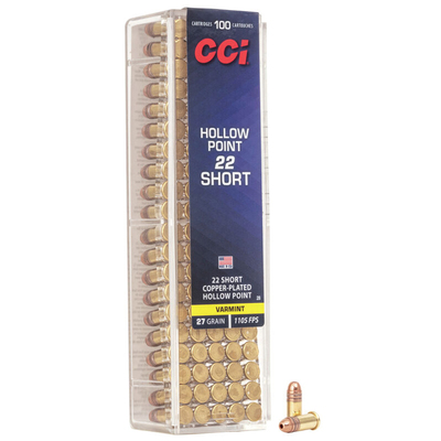 CCI Rimfire Ammunition 22 Short 27gr Copper Plated HP 27gr 100/Box
