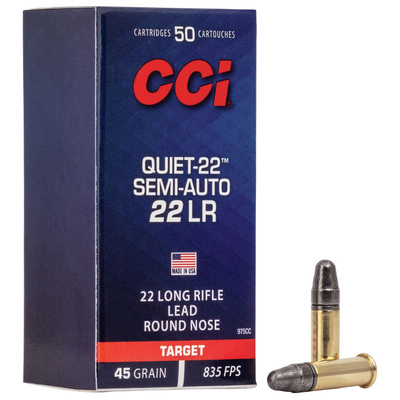 CCI Rimfire Ammunition 22 LR LRN Semi-Auto Quiet-22 45gr 50/Box