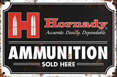 Hornady Sold Here Tin Sign