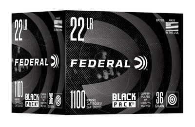Federal Black Pack Ammo 22 LR HV Copper-Plated HP 36gr 1100/Box