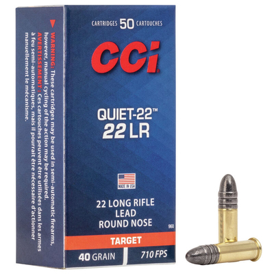 CCI Rimfire Ammunition 22 LR Lead Round Nose Quiet-22 40gr 50/Box