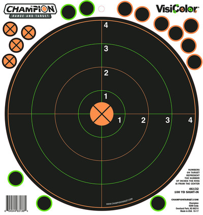 Champion 100 YD Sight-In TGT VisiColor 5pk W/30 RP