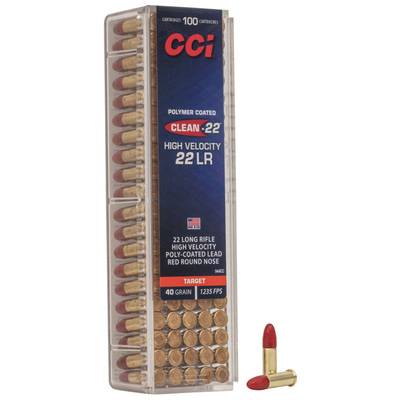 CCI Clean-22® Target Ammo 22 LR HV Poly-Coat Lead Red RN 40gr 100/Box