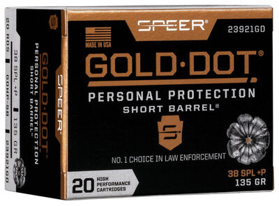 Speer Gold Dot Personal Protection Ammo 38 SPL +P GDHP SB 135gr 20/Box