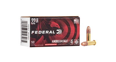 Federal American Eagle Suppressor Ammo 22 LR Copper-Plated 45gr 50/Box