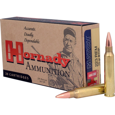 Hornady Match™ Ammunition 223 REM 75 gr BTHP Match™ 20/Box