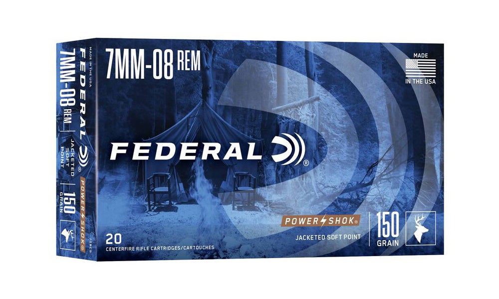 Federal Power Shok Ammo 7mm-08 Rem Jacketed SP 150gr 20/Box