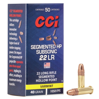 CCI Rimfire Ammunition 22 LR Segmented HP Sub-Sonic 40gr 50/Box