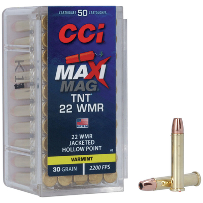 CCI Rimfire Ammunition 22 WMR Maxi-Mag TNT JHP 30gr 50/Box