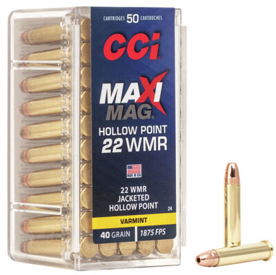 CCI Rimfire Ammunition 22 WMR Maxi-Mag JHP 40gr 50/Box