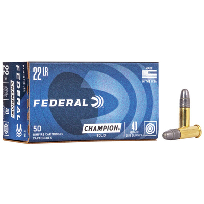 Federal Champion Target Ammo 22 LR Std Velocity Lead RN 40gr 500/Box