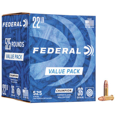 Federal Rimfire Ammunition 22 LR HV Champion Training 36gr CPHP 525/Bo