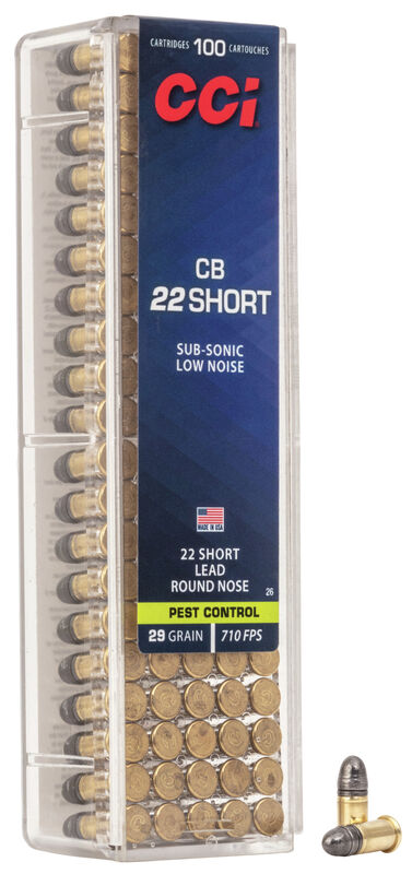 CCI Pest Control Ammo CB 22 Short Subsonic Low-Noise 29gr 100/Box