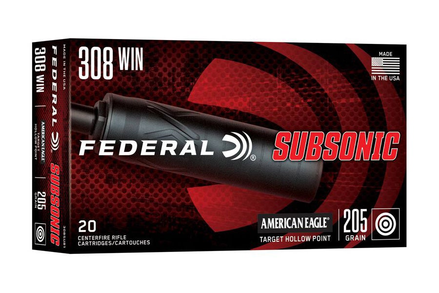 Federal American Eagle Subsonic Ammo 308 Win Target HP 205gr 20/Box