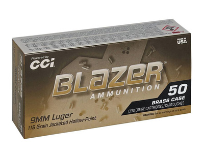 Blazer® Brass Ammo 9mm Luger JHP 50/Box