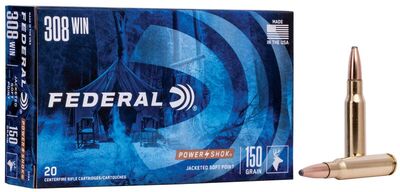 Federal Power Shok Ammo 308 Win Jacketed SP 20/Box