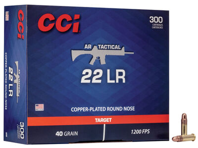 CCI AR Tactical Target Ammo 22 LR Copper-Plated RN 40gr 300/Box