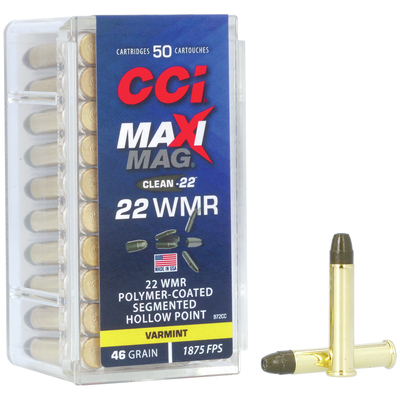 CCI Rimfire Ammunition 22 WMR Maxi-Mag SHP 50/Box
