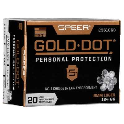 Speer Gold Dot Personal Protection Ammo 9mm Luger GDHP 124gr 20/Box