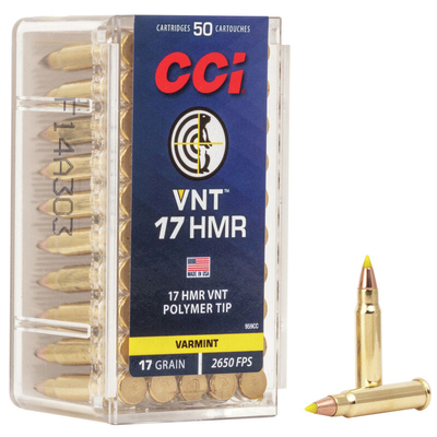 CCI Rimfire Ammunition 17 HMR VNT Polymer Tip 17gr 50/Box