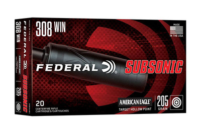 Federal American Eagle Subsonic Ammo 308 Win Target HP 205gr 20/Box