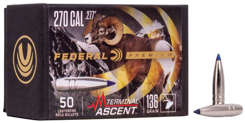 Federal Premium Terminal Ascent Bullets 270 Cal (.277) 136gr 50/Box